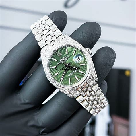 rolex green palm dial|rolex datejust 36 with diamonds.